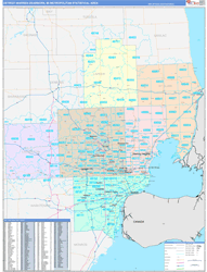 Detroit-Warren-Dearborn Color Cast<br>Wall Map